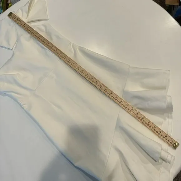 Lena Women's Size Medium White One Shoulder Assymetrical Ruffle Hem Dress - Picture 11 of 12